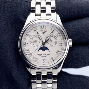 Startseite patek philippe annual calendar 37mm edelstahl weiß zifferblatt